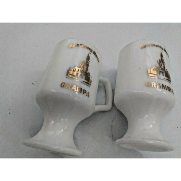 Vintage Walt Disney World GRAMMA GRAMPA Milk Glass Mugs Drinking Mugs - Picture 10 of 10